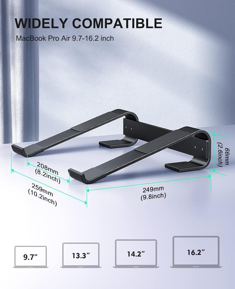 Soqool Laptop Stand for Desk, Ergonomic Detachable Laptop Riser, Aluminum MacBook Stand, Compatible with 12-17'' All Laptops Such as MacBook Pro/HP/Dell/Lenovo, Black - Image 5